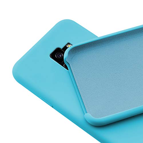 N Newtop - Carcasa compatible para Samsung Galaxy A8 2018, carcasa de TPU de silicona semirrígida, colores microfibra interior suave (azurra)