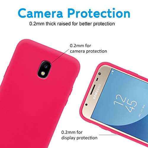 N Newtop - Carcasa compatible para Samsung Galaxy J3 2017, carcasa de TPU de silicona semirrígida, colores microfibra interior suave (fucsia)