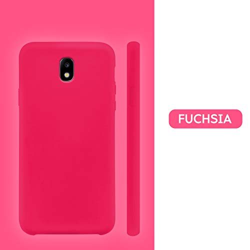 N Newtop - Carcasa compatible para Samsung Galaxy J3 2017, carcasa de TPU de silicona semirrígida, colores microfibra interior suave (fucsia)