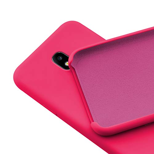 N Newtop - Carcasa compatible para Samsung Galaxy J3 2017, carcasa de TPU de silicona semirrígida, colores microfibra interior suave (fucsia)