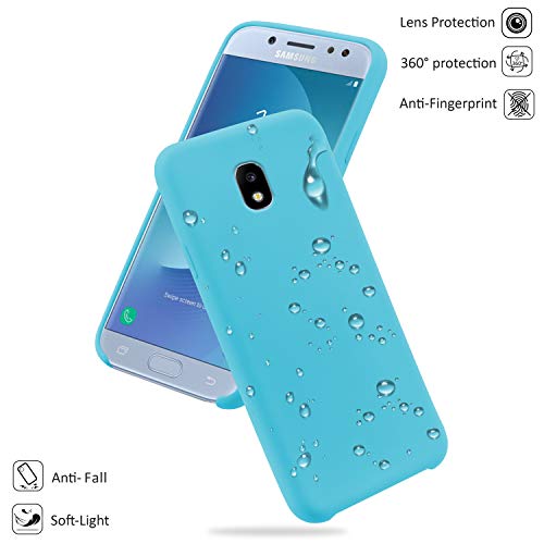 N Newtop - Carcasa compatible para Samsung Galaxy J5 2017, carcasa de TPU de silicona semirrígida, colores microfibra interior suave (azurra)