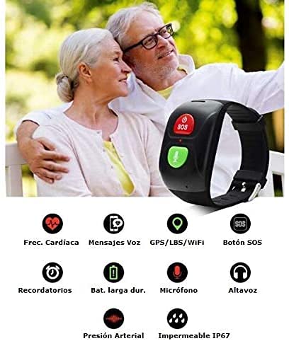 naack Pulsera Actividad, smartwatch, Reloj Inteligente Impermeable IP68 Pulsómetro Comunicador + Localizador SOS Móvil, Localizador GPS Personas Mayores/Abuelos/Ancianos/niños, Android, iOS