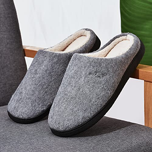 NAITOKE Zapatillas Casa Hombre Antideslizante de Interior y Exterior Pantuflas,Confortable Pantuflas Hombre De Forro Polar Suave,gris,42/43 EU