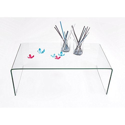 NAKURA - Mesa de Centro Cristal Curvado de una Pieza SAMíL