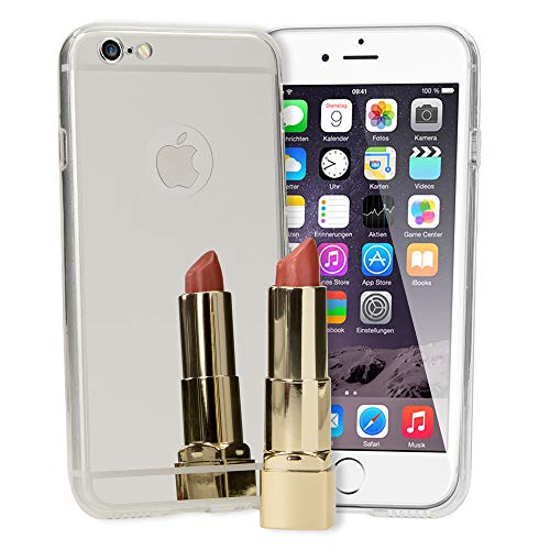 NALIA Funda Espejo Compatible con iPhone 6 6S, Protectora Movil Carcasa Silicona Ultra-Fina Gel Bumper Mirror Case, Goma Cubierta Telefono Cobertura Delgado Ligera Phone Cover, Color:Plata