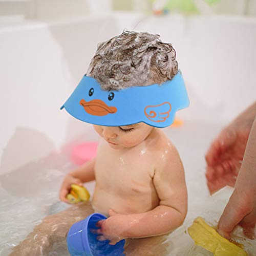 NATEE 2pcs Sombrero de Ducha para Bebé, Sombrero Protección de Ojos de Bebé, Gorro de Ducha Ajustable para Bebé, Sombrero de Sol de Bebé Resina Protección de Ojo Oído para Bebé de 3 Meses a 6 Años