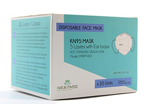 Natur Mystic Mascarillas FFP2 KN95 Homologadas | Mascaras Respiratorias de 5 Capas de Protección | No reutilizable | Poseen Estrictos Controles de Calidad | Paquete de 20 Máscaras Antipolvo