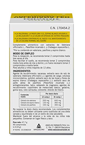 NATURA ESSENZIALE Valeriana Leo - 90 comprimidos - Favorece la tranquilidad y la calma - Complemento alimenticio con extractos de valeriana, pasiflora y espino blanco. A partir de 12 años.