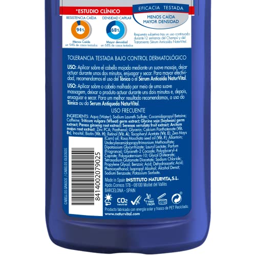 NaturVital Naturaleza y Vida Shampoo Anticaida Cabellos Grasos, Azul, 300 Mililitros