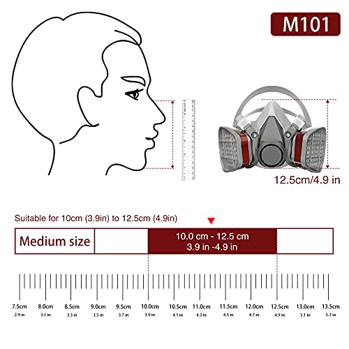 NA&UM M101 Facial Cubierta, 2 x Caja de Filtro, 4 x Esponja de Filtro, para Pintura en Aerosol, Proyecto de Reforma, Carpintería, Laboratorio, a Prueba de Polvo