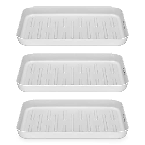 Navaris Bandejas para Zapatos - Set de 3X Bandeja para secar Calzado - Bases escurridoras de Goteo con Borde Elevado - 35 x 27 x 2.5 CM - Gris