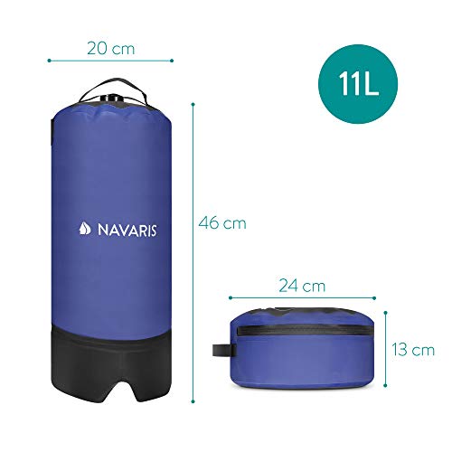 Navaris Ducha Solar portátil para Camping - Ducha Plegable de Exterior con Bomba de pie - Agua Caliente al Aire Libre de excursión o Playa - 11 L