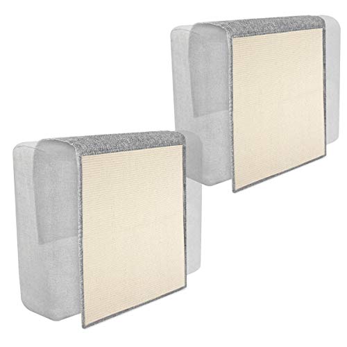 Navaris Set de 2X rascadores para Gatos - Protector de sofá contra arañazos de Gato y Perro - Rascador afilador de uñas de sisal en Gris Claro