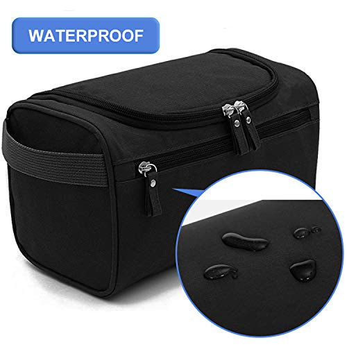 Neceser Hombre Viaje, AOBETAK Bolsa de Aseo Impermeable Gran Capacidad para Colgar, Con Malla y Compartimiento con Cremallera, Artículos de Aseo Juego para Hombres, Mujeres, Deporte,Negro