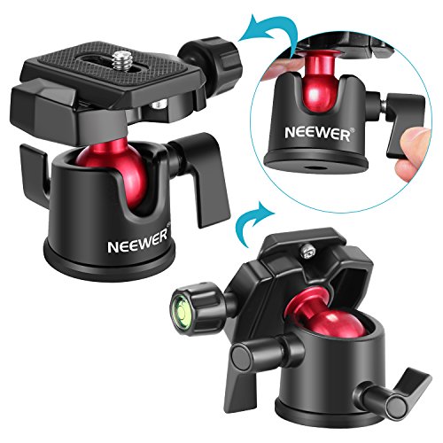 Neewer Cabezal de Bola de Trípode para Cámara Vídeo,Rotación de 360 grados con Placa de Zapata Rápida 0,6cm y Nivel de Burbuja para Cámara Réflex Digital,Videocámara,carga hasta 5kg