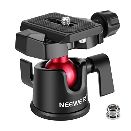 Neewer Cabezal de Bola de Trípode para Cámara Vídeo,Rotación de 360 grados con Placa de Zapata Rápida 0,6cm y Nivel de Burbuja para Cámara Réflex Digital,Videocámara,carga hasta 5kg