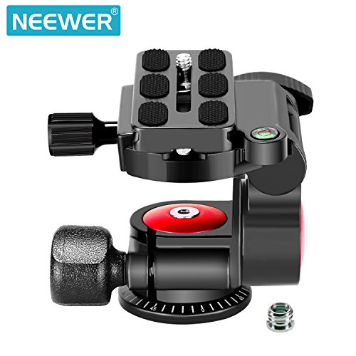 Neewer Rótula de Trípode de Una Sola Manija Rotación 360 Grados Tridimensional, con 1/4-3/8 Pulgada Tornillo para Trípode Monopie Soporte de Luz, Carga Máxima 10 Kg (Rojo+Negro)