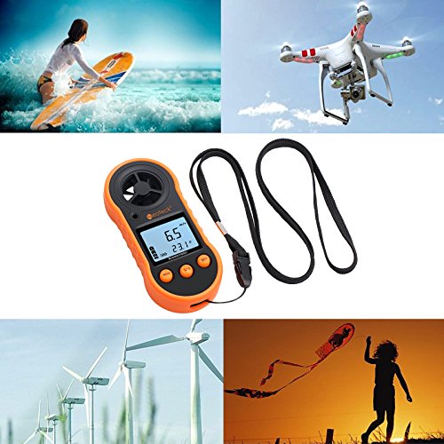 Neoteck Anemómetro Digital LCD Medidor de Velocidad del Viento Flujo de Aire Termómetro con Luz de Fondo para Windsurf Cometa Volar Navegar Pescar