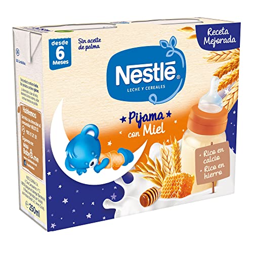 Nestlé Leche y Cereales con Miel Pijama - Paquete de 6x2 unidades de 250ml