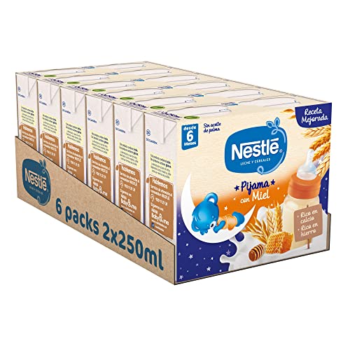 Nestlé Leche y Cereales con Miel Pijama - Paquete de 6x2 unidades de 250ml