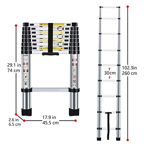 Nestling® 2.6M Escalera Telescópica Multiusos de Aluminio Portátil. Extensión Plegable y Extensible EN131, Carga Máxima 150 kg