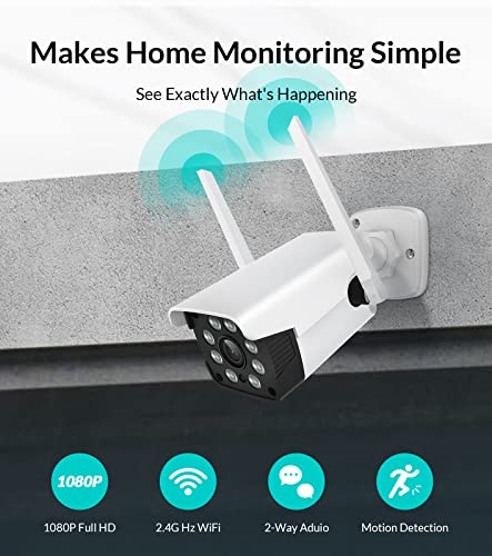 NETVUE Camara Vigilancia WiFi Exterior,1080P Cámara IP Exterior IP66 a Prueba de Agua y Polvo Camara de Vigilancia Exterior Detección de Movimiento,Visión Nocturna,Compatible con Alexa