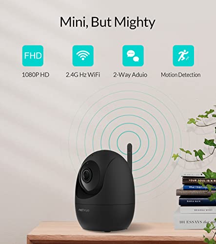 Netvue Camara Vigilancia WiFi Interior, Camaras Vigilancia Domicilio WiFi 1080P, Camara IP Audio Bidireccional Compatible con Alexa, Camara Bebe Vista 360° Visión Nocturna & Detección de Movimiento