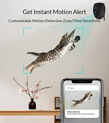 Netvue Camara Vigilancia WiFi Interior, Camaras Vigilancia Domicilio WiFi 1080P, Camara IP Audio Bidireccional Compatible con Alexa, Camara Bebe Vista 360° Visión Nocturna & Detección de Movimiento