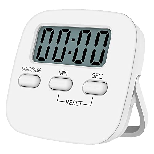 NIAGUOJI Temporizador de Cocina Digital con Pantalla LCD Grande, Timer cocina, Cronometro mesa,Reloj temporizador Cocina Digital con Alarma Fuerte (Blanco)