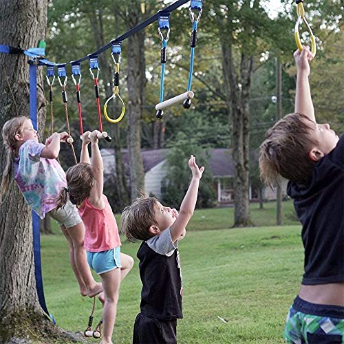 Ninja Warrior - Kit de entrenamiento de obstáculos para niños, TOPQSC de 12 m, para colgar obstáculos, juego de entrenamiento para niños, anillos ninjlina, cabañas de mono, escalera de cuerda