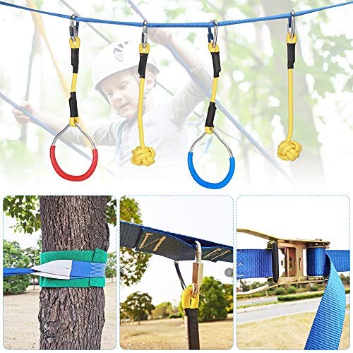 Ninja Warrior - Kit de entrenamiento de obstáculos para niños, TOPQSC de 12 m, para colgar obstáculos, juego de entrenamiento para niños, anillos ninjlina, cabañas de mono, escalera de cuerda