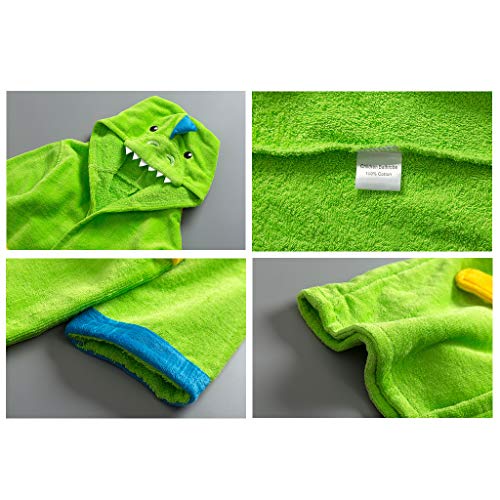 Niños Albornoz con Capucha Niños Niñas Pijama Ropa de Dormir para 3-5 Años, Verde