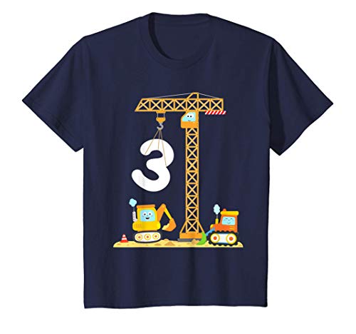 Niños Cumpleanos 36 Meses Grua Excavadora Bulldozer Niño 3 Anos Camiseta