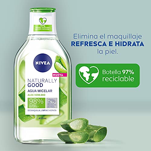 Nivea Naturally Good Agua Micelar con Aloe Vera Bio, 400ml