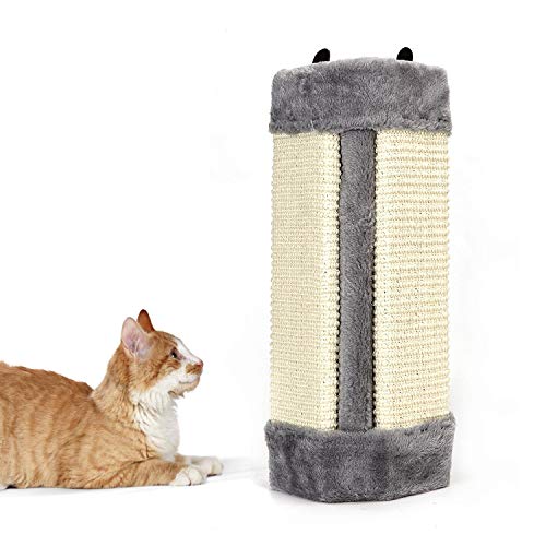 Nobleza – Rascador de Gatos para Esquina de Pared. Afilador de Garras de sisal. Color Gris, L41 * W24 * H2.5CM