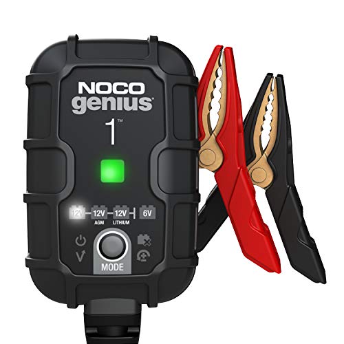 NOCO GENIUS1EU, 1A cargador de batería automático inteligente portátil de 6V y 12V, mantenedor de batería y desulfador para moto, scooter, auto, camión y caravana