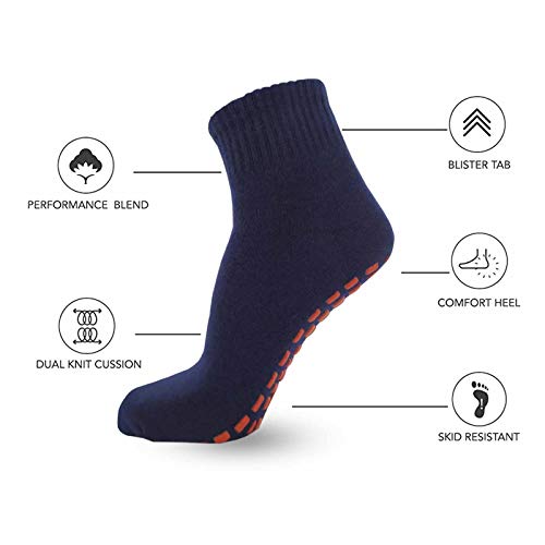 NOVAYARD 5 pares de calcetines antideslizantes antideslizantes antideslizantes de agarre pegajoso calcetines de yoga pilates Hospital calcetines hombres mujeres, azul marino, S