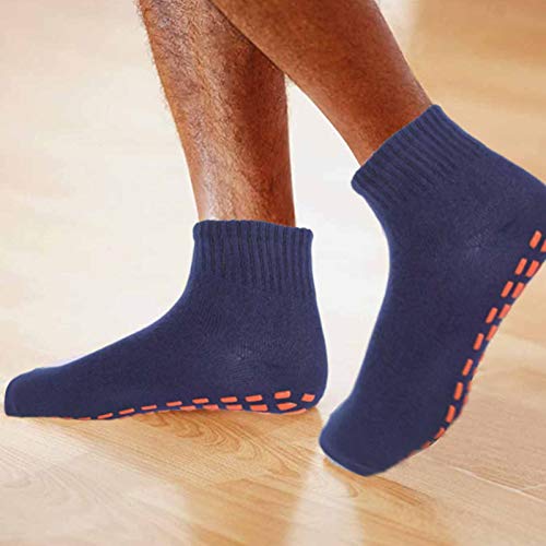 NOVAYARD 5 pares de calcetines antideslizantes antideslizantes antideslizantes de agarre pegajoso calcetines de yoga pilates Hospital calcetines hombres mujeres, azul marino, S