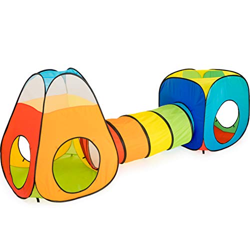 NUBUNI 3 en 1 Tienda Campaña Infantil : 2 Casitas Tela + 1 Tunel de Juego para niños : Plegable Parque Bebe Bolas Infantil Jardín Exterior Interior Juguetes Niño Niñas Bebes Casitas Tela Tipi