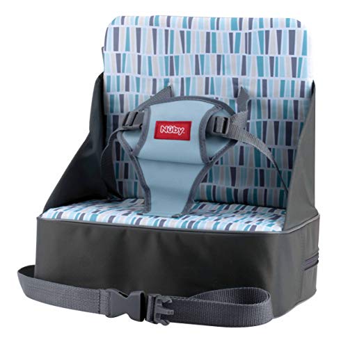 Nuby Booster Seat- Alzador de Viaje Plegable, Bolsa de Viaje que Se Convierte en Asiento Elevador con Espacio para Botellas y Más,- Puede Soportar Más de 20 Kg, Hasta 22.7 Kg, Color Gris, 9M+