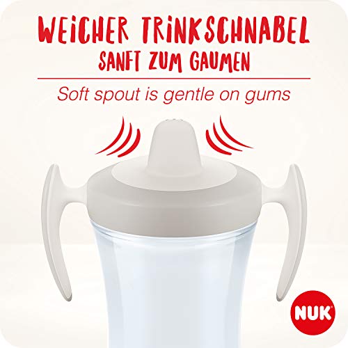 NUK Trainer Cup vaso antiderrame bebe | Boquilla blanda a prueba de fugas | +6 meses | Sin BPA | 230 ml | Elefante (azul) | 1 unidad