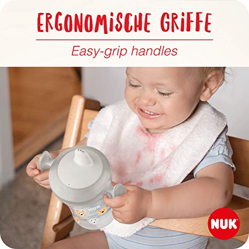 NUK Trainer Cup vaso antiderrame bebe | Boquilla blanda a prueba de fugas | +6 meses | Sin BPA | 230 ml | Elefante (azul) | 1 unidad