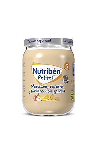 Nutribén Potitos Introducción A La Manzana, Naranja Y Plátano Con Galleta Desde Los 4 Meses, 3 Bipacks (6 X 120 Gr.)