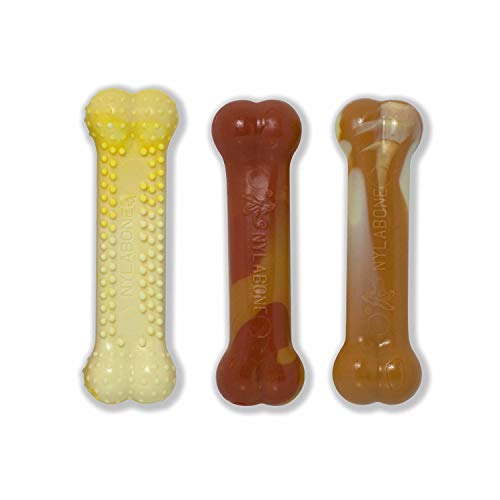 Nylabone Juguete masticable para higiene Dental en Forma de Hueso para Perros con mordida agresiva, Triple Pack, frenesí de Sabor, para Perros Adultos de hasta 11 Kilos 135 g