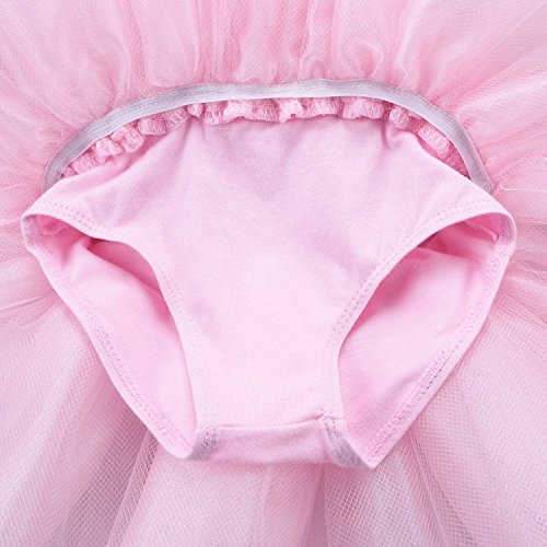 OBEEII Maillot Vestido de Ballet Leotardo Tutú Algodón con Lentejuelas Brillantes Ropa de Baile Gimnasia Infantil Princesa Danza Vestidos para Niña 5-6 Años Rosa