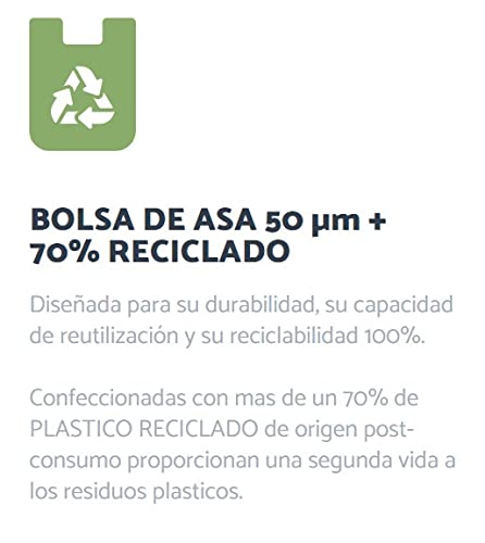 Oceano Bolsas de Plástico Tipo Camiseta Resistentes, Reutilizables BOLSA DE ASA 50 µm + 70% RECICLADO 1KG(42X53, Verde)