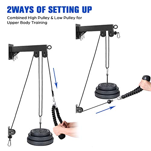 Odoland 1,8/3,5 Metros Sistema de Poleas Gimnasio, Fuerza del Brazo Ejercitador, LAT Pulldown Machine con Polea Carga Pesada para Flexiones de Bíceps Extensiones de Tríceps Desarrollo Muscular