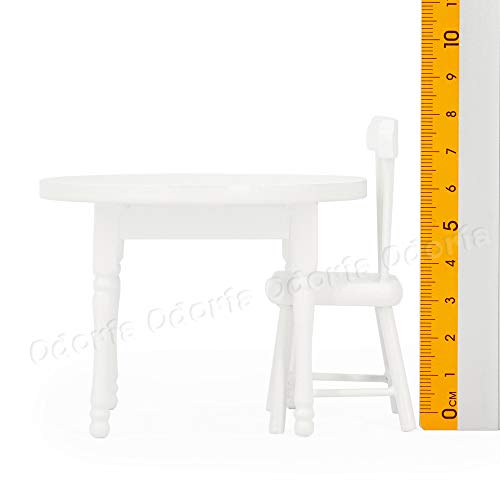 Odoria 1/12 Miniatura Mesa de Comedor Blanco y 2 Sillas Muebles para Casa de Muñecas