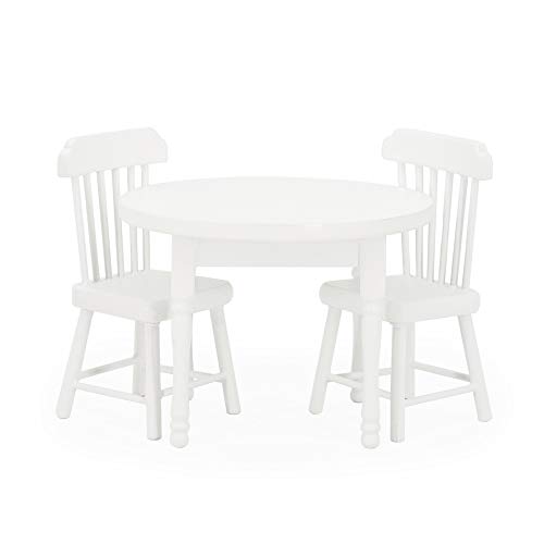 Odoria 1/12 Miniatura Mesa de Comedor Blanco y 2 Sillas Muebles para Casa de Muñecas