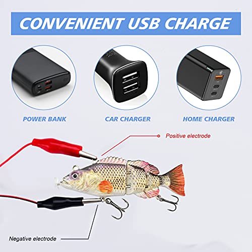 ods lure Robotic Natación Señuelo 10cm Señuelos Eléctricos USB Recargable Luz LED 4 Segmentos Articulado Swimbait Pesca Aparejos (color 4)